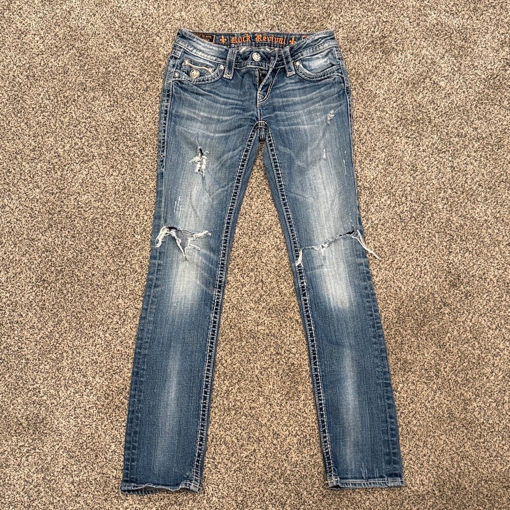 Rock Revival Women's Distressed Blue Skinny Jeans